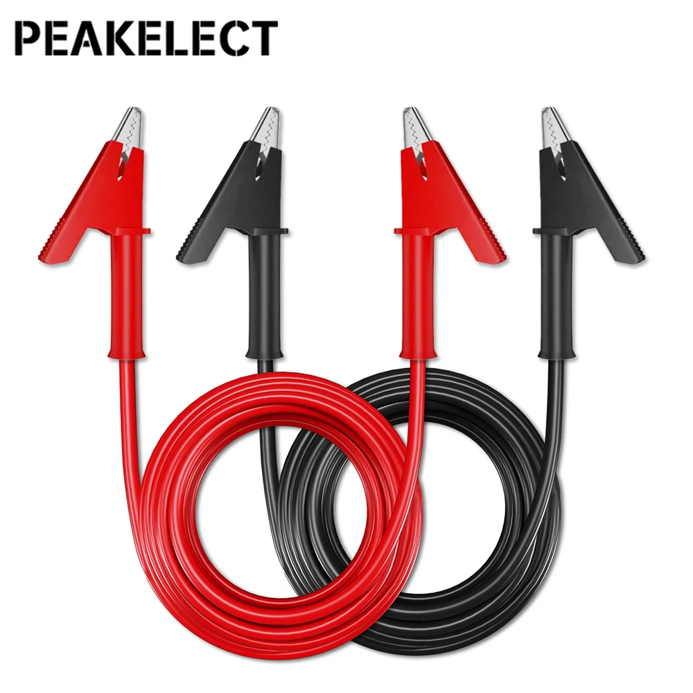 PEAKELECT P1024 2 STKS Dual Alligator Clips Meetsnoeren Zware Krokodil Klemmen Multimeter Testdraden 1000 V 15A 100 cm Kabel