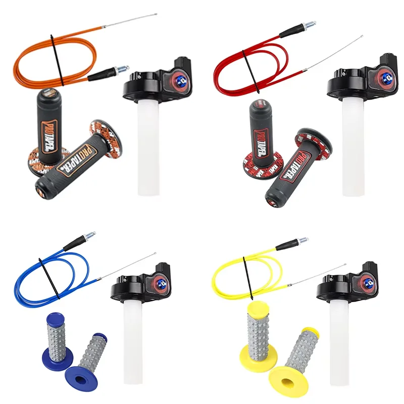 Neue Motorrad Griffe Mit 1/4 Quick Turn Gas Settle Gaszug Für PRO TAPER Lenker Dirt Pit Bike Motocross Teile