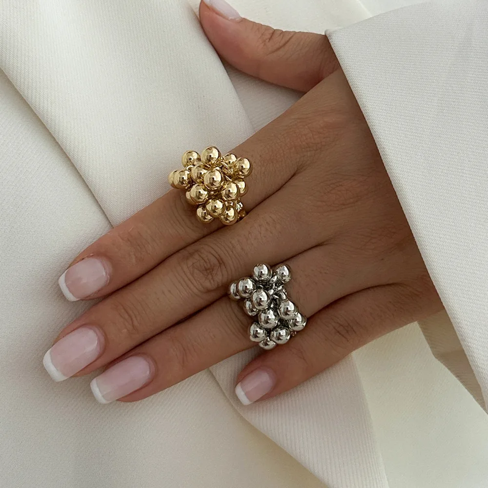 Salircon Fashion Simple CCB Small Ball Ring dla kobiet mężczyzn 2024 Punk Hip Hop Metal Open Finger Ring Biżuteria damska Prezent