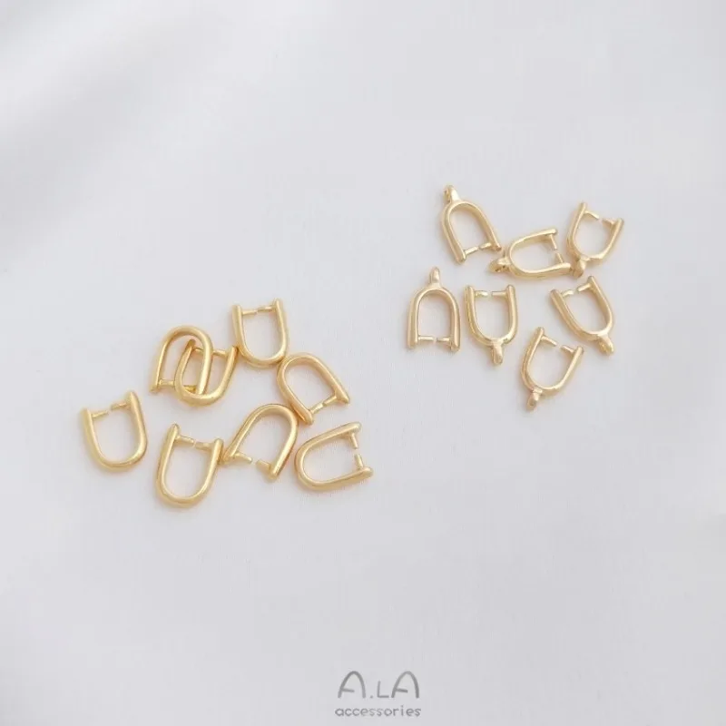 Cierre de Gancho en Forma de U Color Oro 14K, Tipo Semilla de Melón, para Colgantes y Accesorios de Collar DIY Hechos a Mano