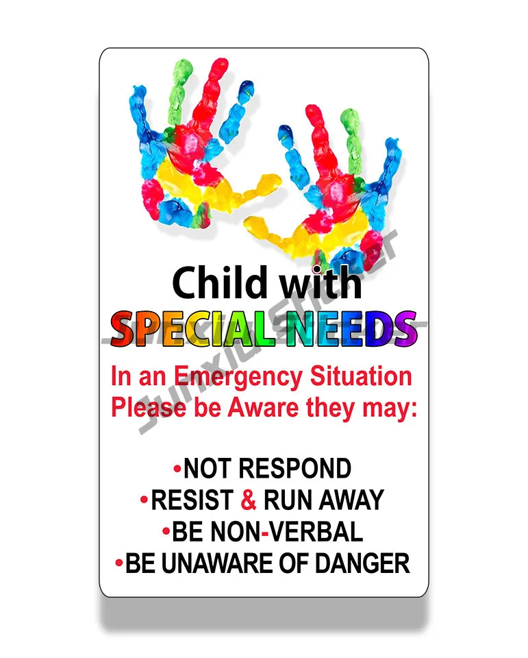 

Children's Special Needs Emergency Alarm Stickers, Car Window Bumpers, Vehicle Decals