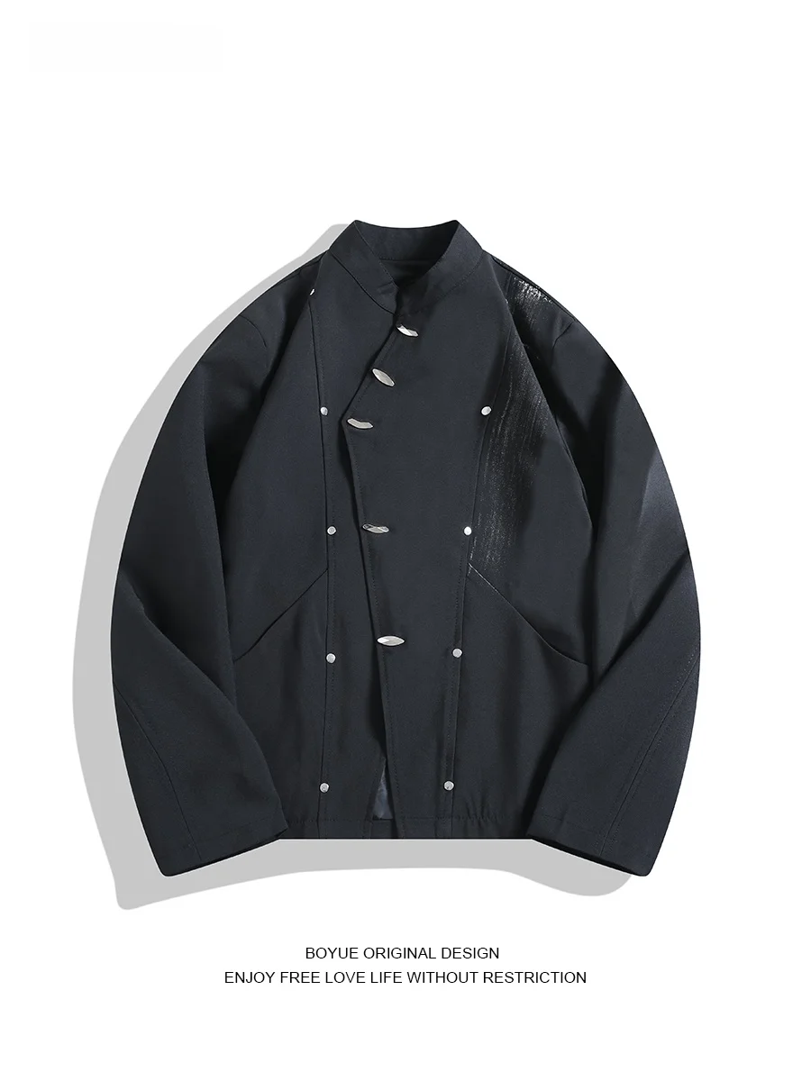 Boyue الصينية Sle وسادة معدنية مزخرفة oulder الرجال Jaet فضفاضة تناسب الشباب الاتجاه ربيع الخريف الشتاء ملابس خارجية #1