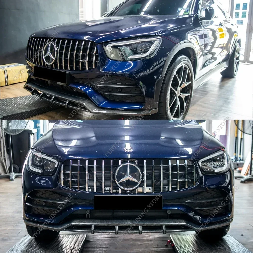 

For Mercedes GLC Coupe C253 Lci Front Bumper Lip Spoiler Splitter Diffuser GLC220d 300 300d Coupe AMG Line 2019-2022 Bodykits