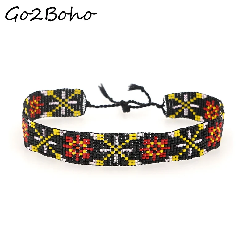 Go2boho Native Necklace Choker African Pattern Jewelry Boho Ethnic American Necklace For Ladies  Handmade Loom Woven Jewelery