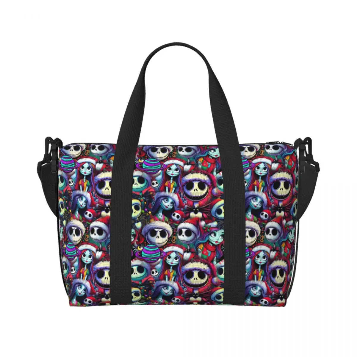 

Nightmare Before Christmas Beach Tote Bag Women Extra Large Gym Carry On American Musical Fantasy Film Travel Shopping Bags