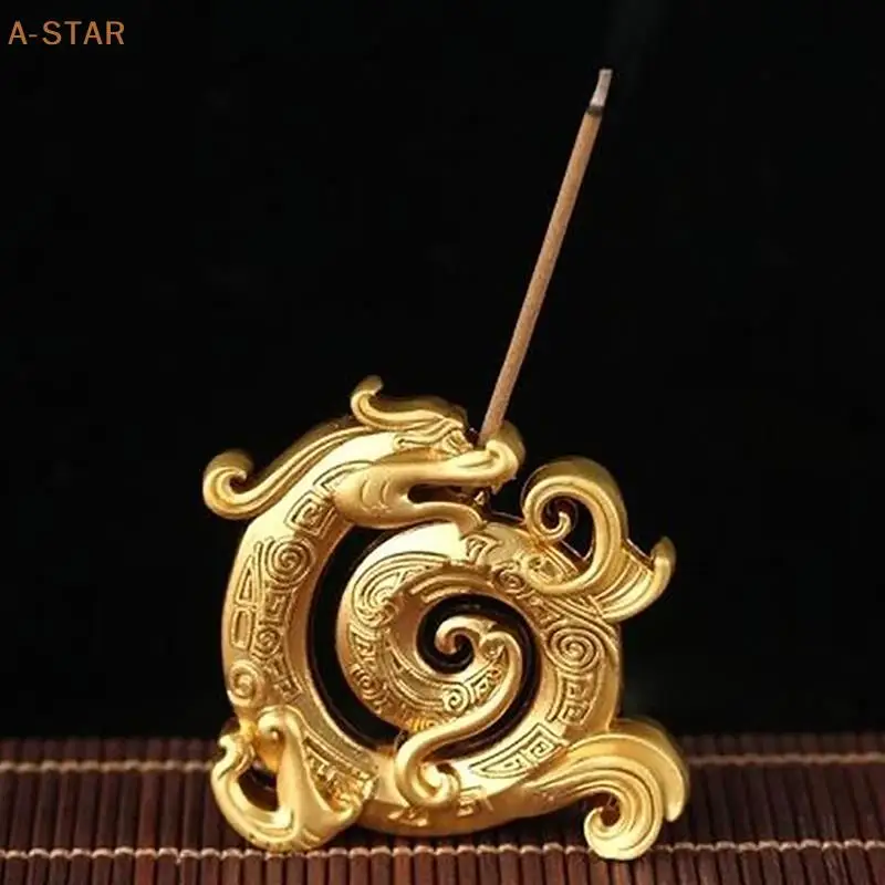 Lucky Feng Shui Copper Chinese Dragon Creative Retro Incense Holder Household Indoor Line Incense Burner Home Decor Craft