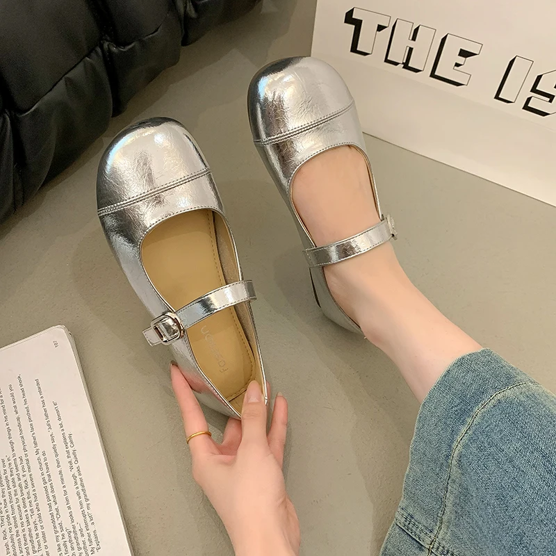 

Женские туфли дерби, женская обувь, универсальная кожаная обувь Modis с круглым носком, новое платье, удобное лето 2025 года, модная обувь Мэри Джейн на плоской подошве