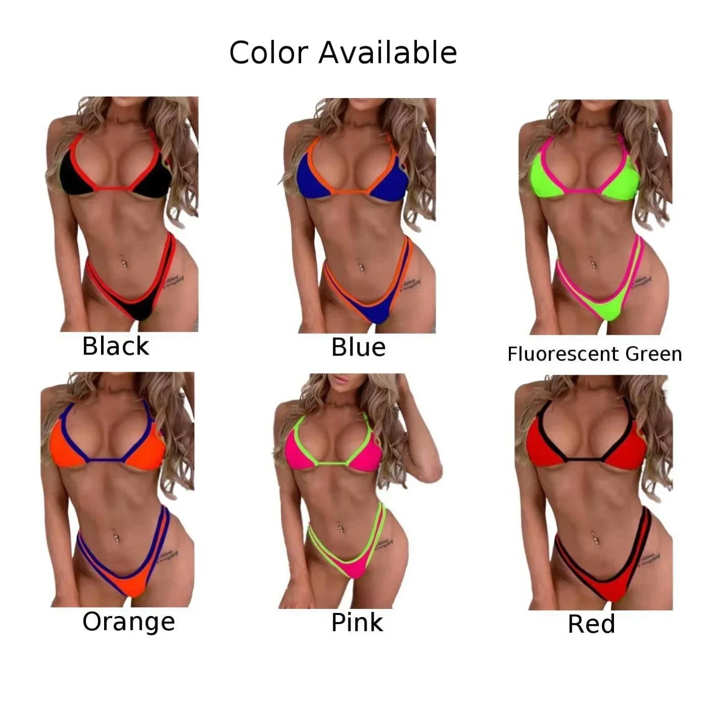 Bikini mujer verano contraste Color playa Mini traje de baño de cintura baja traje de baño vendaje traje de baño mujer traje de baño Bikinis