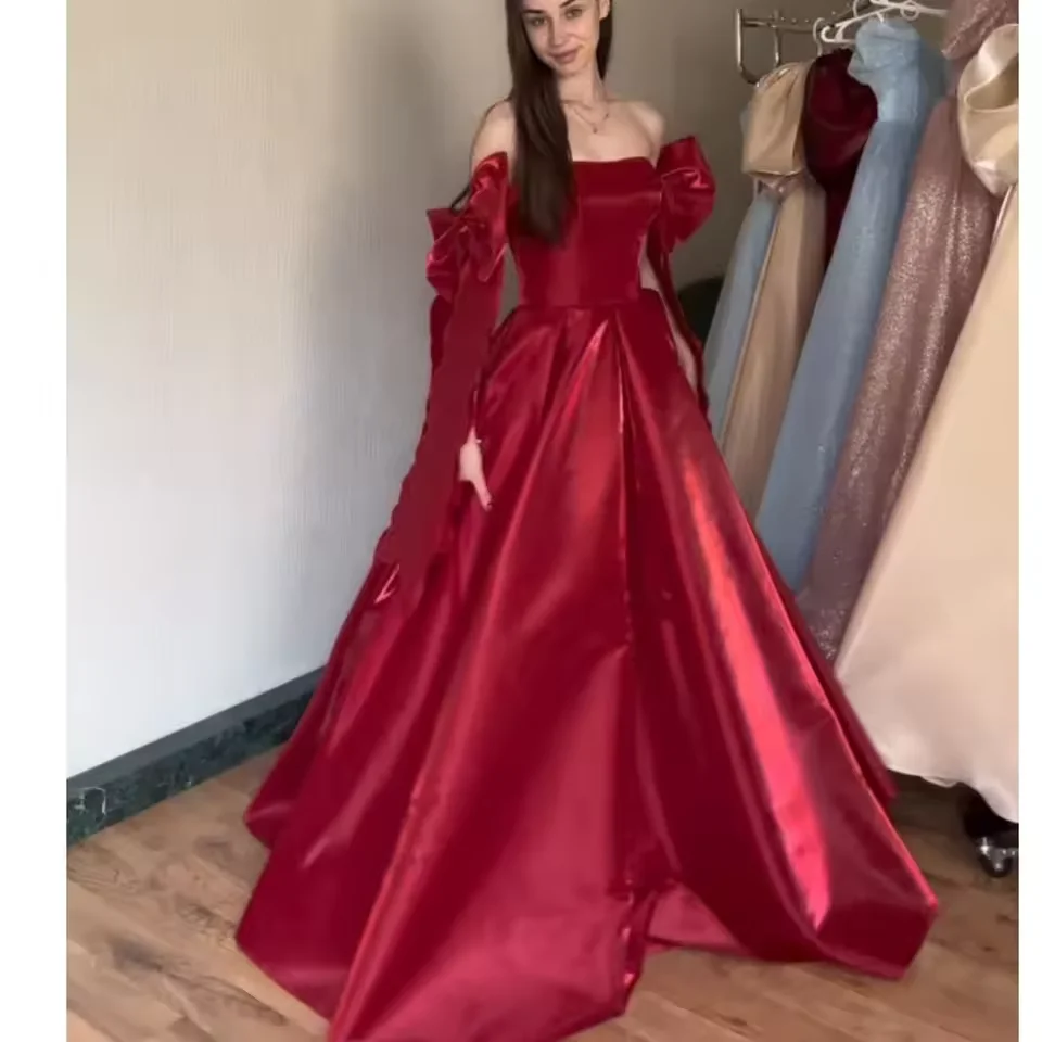 Customized Simple A-line Prom Dress Strapless Sleeveless Long Graduation Party Gown Robe De Soirée Formal Evening Dress