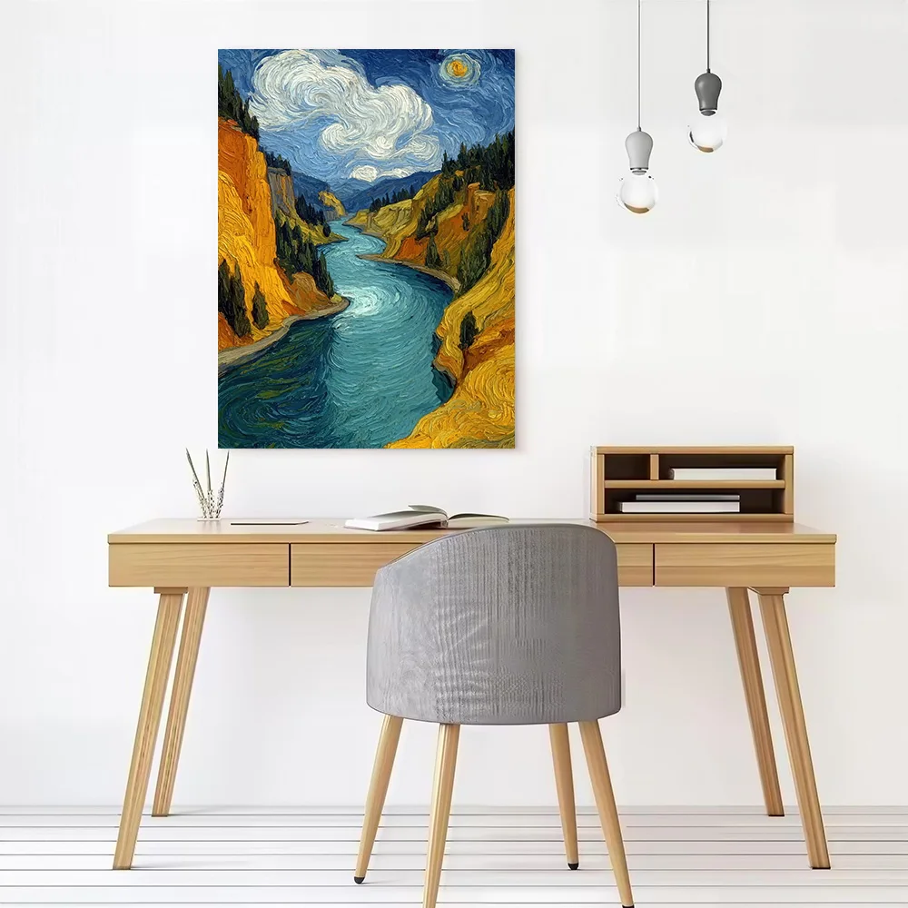 Van Gogh Style River Landscape Canvas Wall Arts Poster Customizable Pictures Printing for Room Decorative Picture Wand Deko Art