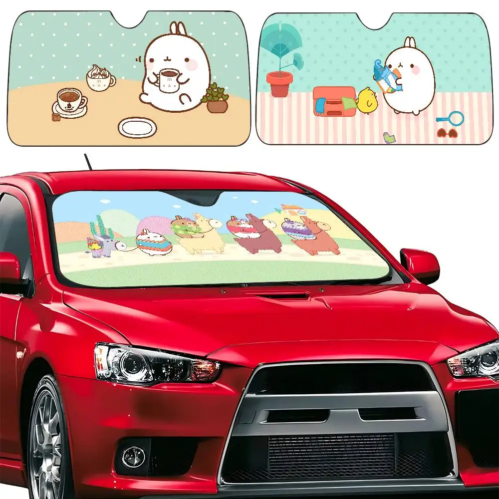 

M-Molang Car Sunshade Curtains Windscreen Front Window Visor 70x130cm Sun Visor Solar Protect Plaid Gift Novelty Car