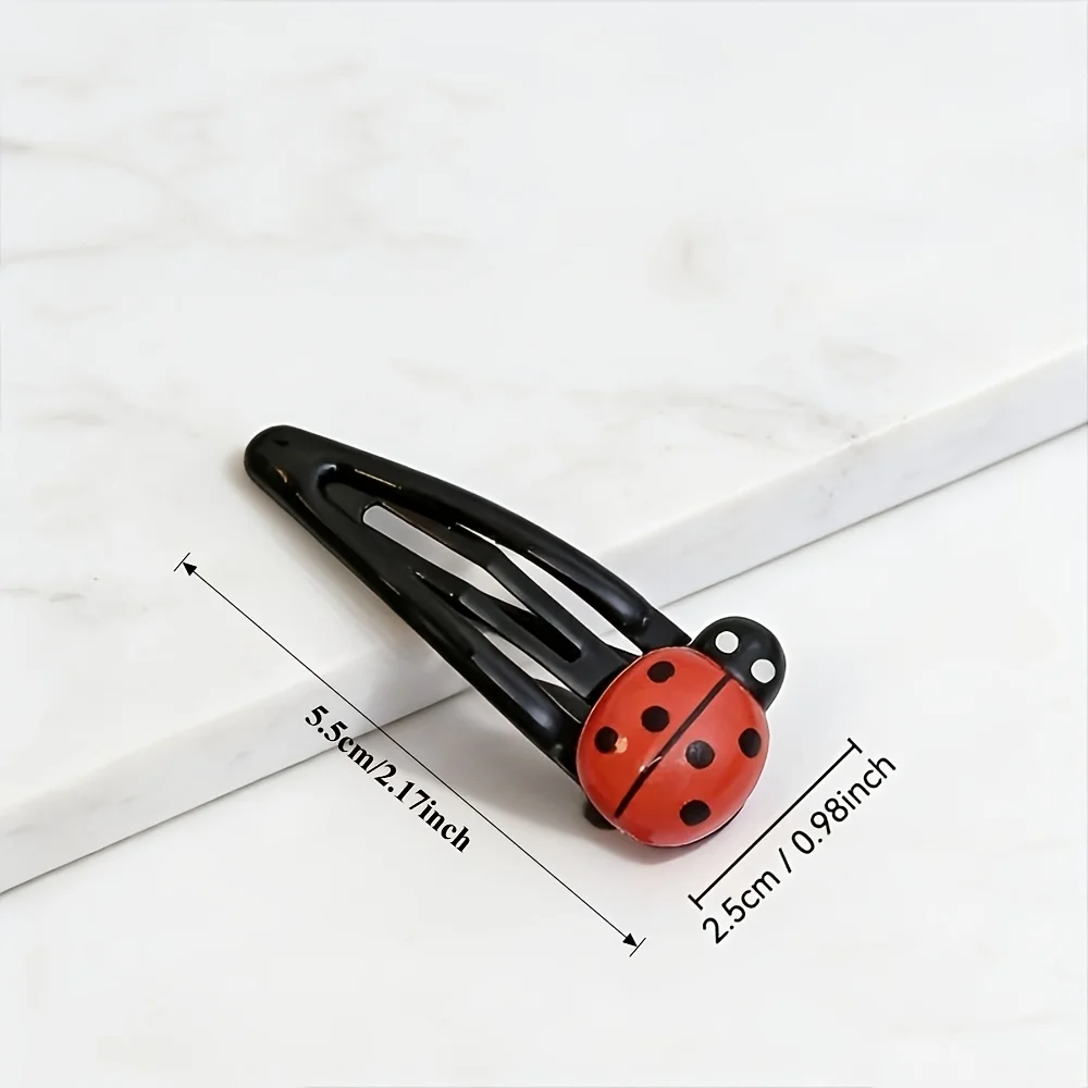 4 Ladybug Hair Clips, Red Hair Clips, Animal-Shaped Hair Clips, Suitable for Girls and Women, Girls' Hair Accessories, Insect Hair Clips, Back-To-School Hairstyles, Can Be Used for Hair Decoration, Also Suitable for Parties, Gatherings, and Role-Playing - view 4