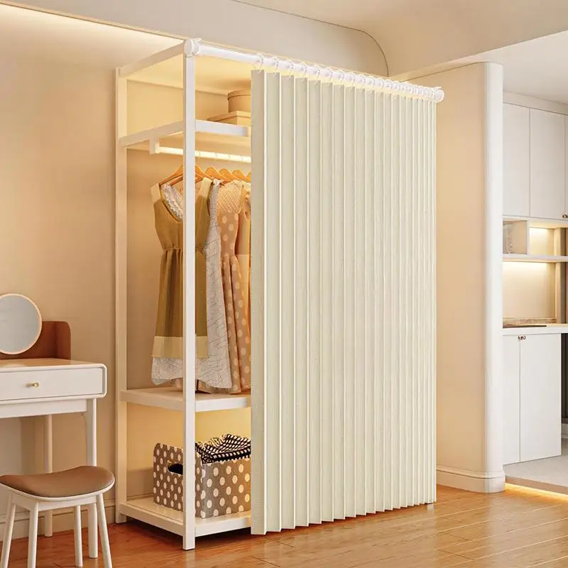Polyester Foldable Partition Curtain with Hooks, Privacy Protection Room Divider Screen for Bedroom Living Room No Rod Needed