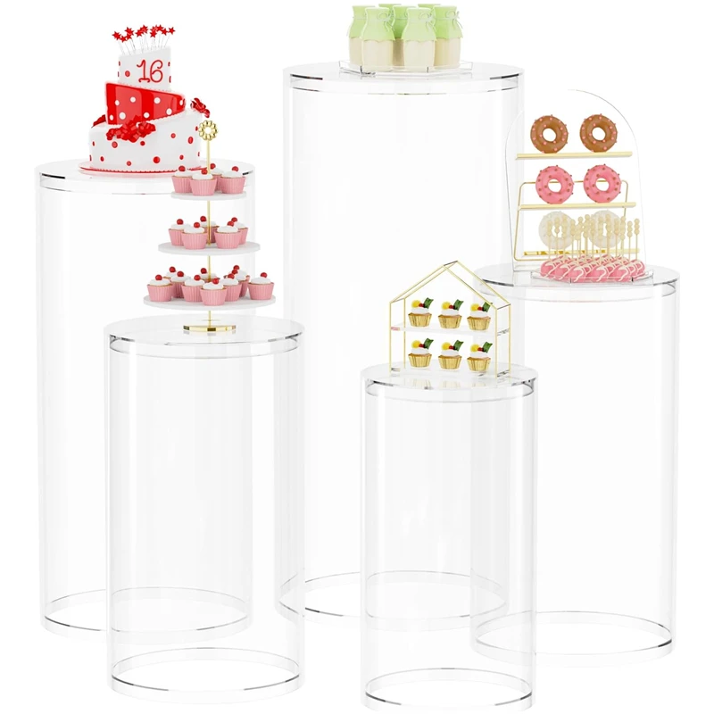 

Cylinder Stands for Party Clear 5Pcs Cylinder Pedestal Stand Round Cylinder Tables Display Plinth Pillars for Birthday Wedding