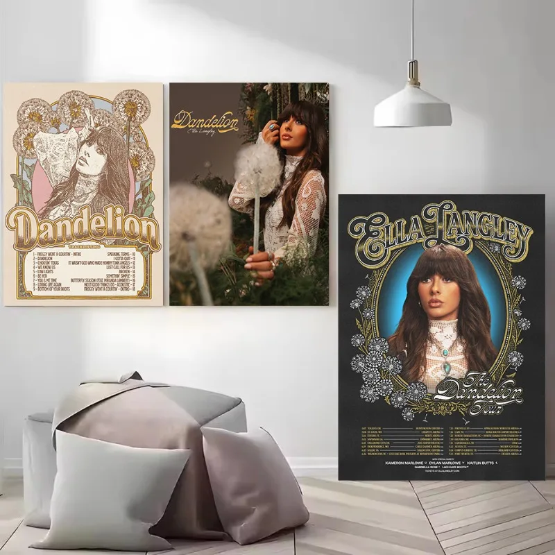 Singer E-Ella Langley Dandelion Tracklist Western Cowgirl Music Aesthetic Canvas Poster Wall Art Pictures Home Decor Gift