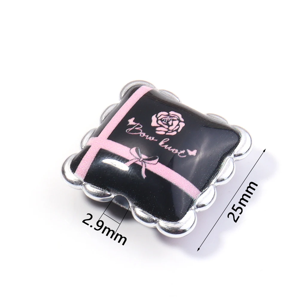 5Pcs Square Acrylic Beads Wave Silver Edge Pillow Beads Cat Pattern Spacers Beads for DIY Jewelry Making Pendant Accessories