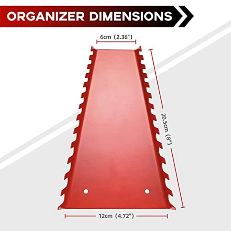 2 Piece Metal Wrench Organizer Premium Wrench Holder Tray Wall-Mounted Storage Solutions For Wrench 1 Red & 1Black