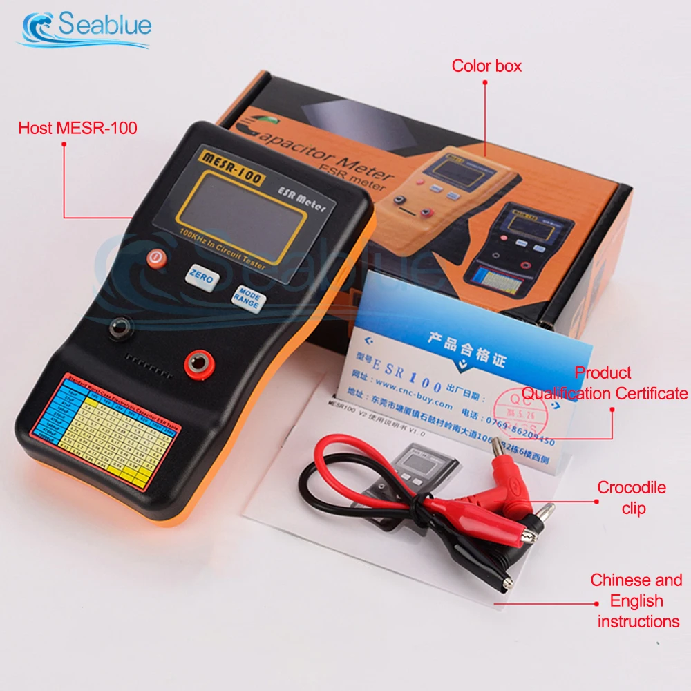 

MESR-100 ESR Capacitance Ohm Meter Professional Capacitance Resistance Capacitor Circuit Testing Device Capacitor Tester