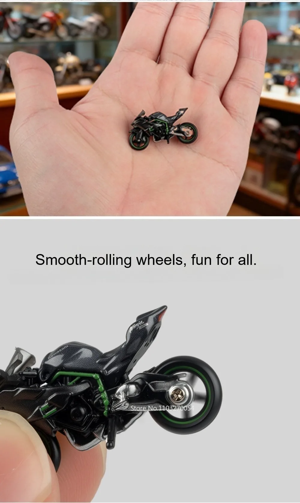 1:64 Kawasaki H2R Druckguss-Modell Legierung Spielzeugauto Miniatur-Motorrad Exquisites Modell mit Gleitenden Rädern Motorrad-Freundgeschenk – Detail 4