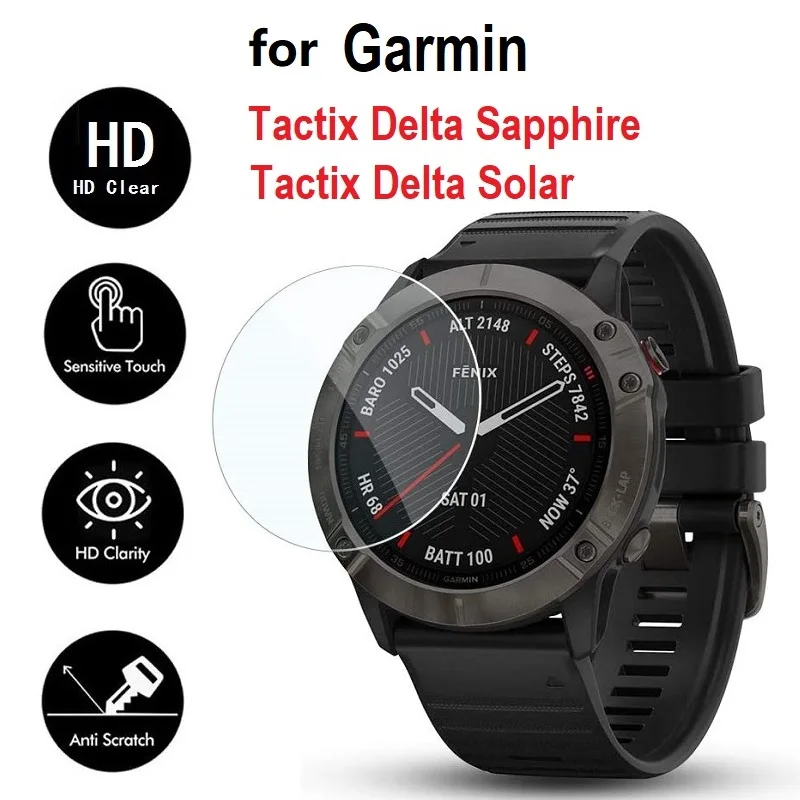 ฟิล์มป้องกันหน้าจอ5ชิ้นสำหรับกระจกนิรภัยสมาร์ทวอท์ชของ Garmin Tactix Delta sapphire/ รุ่นพลังงานแสงอาทิตย์