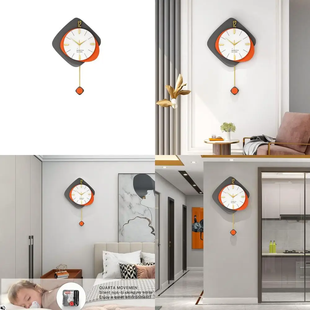 

16 Contemporary Wooden Silent Wall Clock, Battery-Powered, Non-Ticking, Ideal for Home & Office Decor