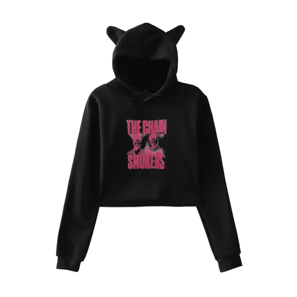 

The Chainsmokers Hoodie Vintage 90s Streetwear Fashion Hoodie Merch Hoodies Sweatshirts for Girls Cat Ear Crop
