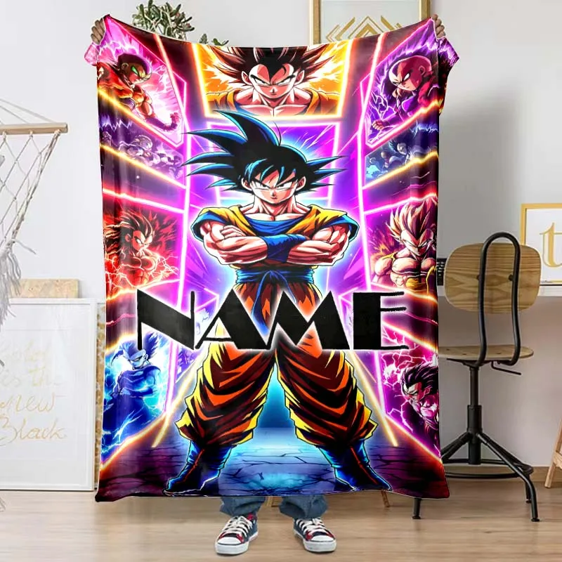 Name Custom Dragon Ball Anime All-Season Versatile Travel Blanket Compact Suitable for Office Nap & Camping lxr10