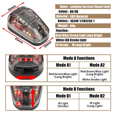 WADSN HEL STAR 6 GEN3 एयरसॉफ्ट स्पोर्ट हेलमेट हल्का नीला हरा लाल IR स्ट्रोब वाटरप्रूफ आउटडोर सर्वाइवल सेफ्टी सिग्नल फ्लैश लैंप 10 best sales एयरसॉफ्ट लाइट - №6