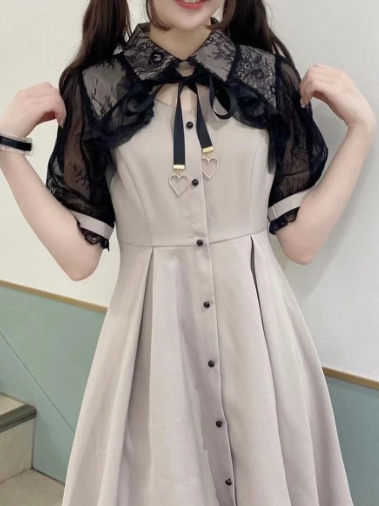 

Rojita Short Sleeve Love Pendant Short Dress Girl Student 2023 Summer New Lolita Oversized Dresses for Women Vestido Feminino