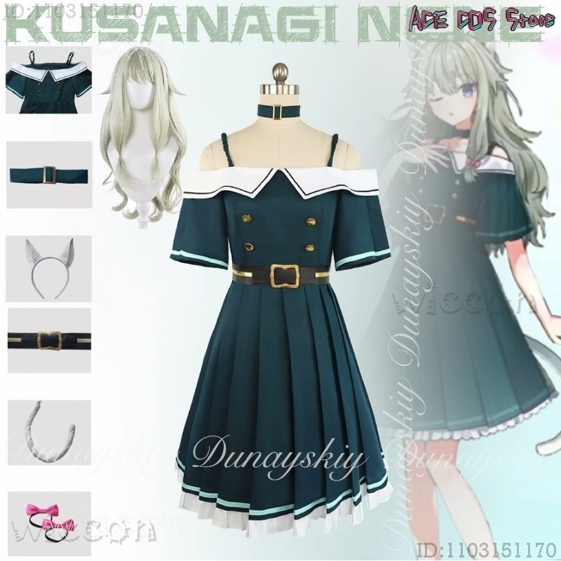 

Проект костюмов на Хэллоуин SEKAI: ЦВЕТНАЯ Сцена! подвиг. Игра Kusanagi Nene Косплей Хэллоуин с котом Зеленое платье Аниме Косплей C