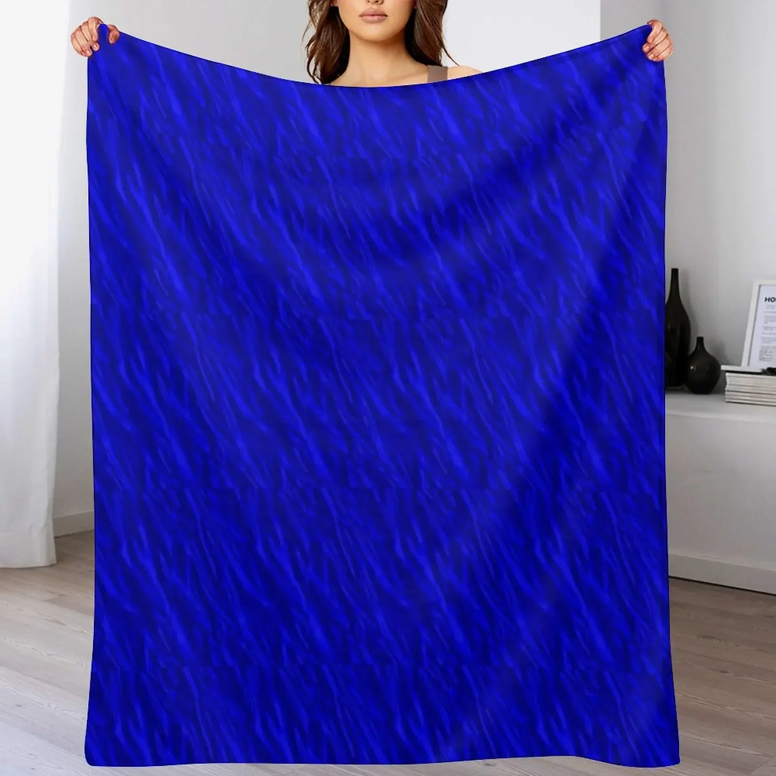 

New Electric Blue Silk Print Throw Blanket Custom warm winter anime decorative Blankets