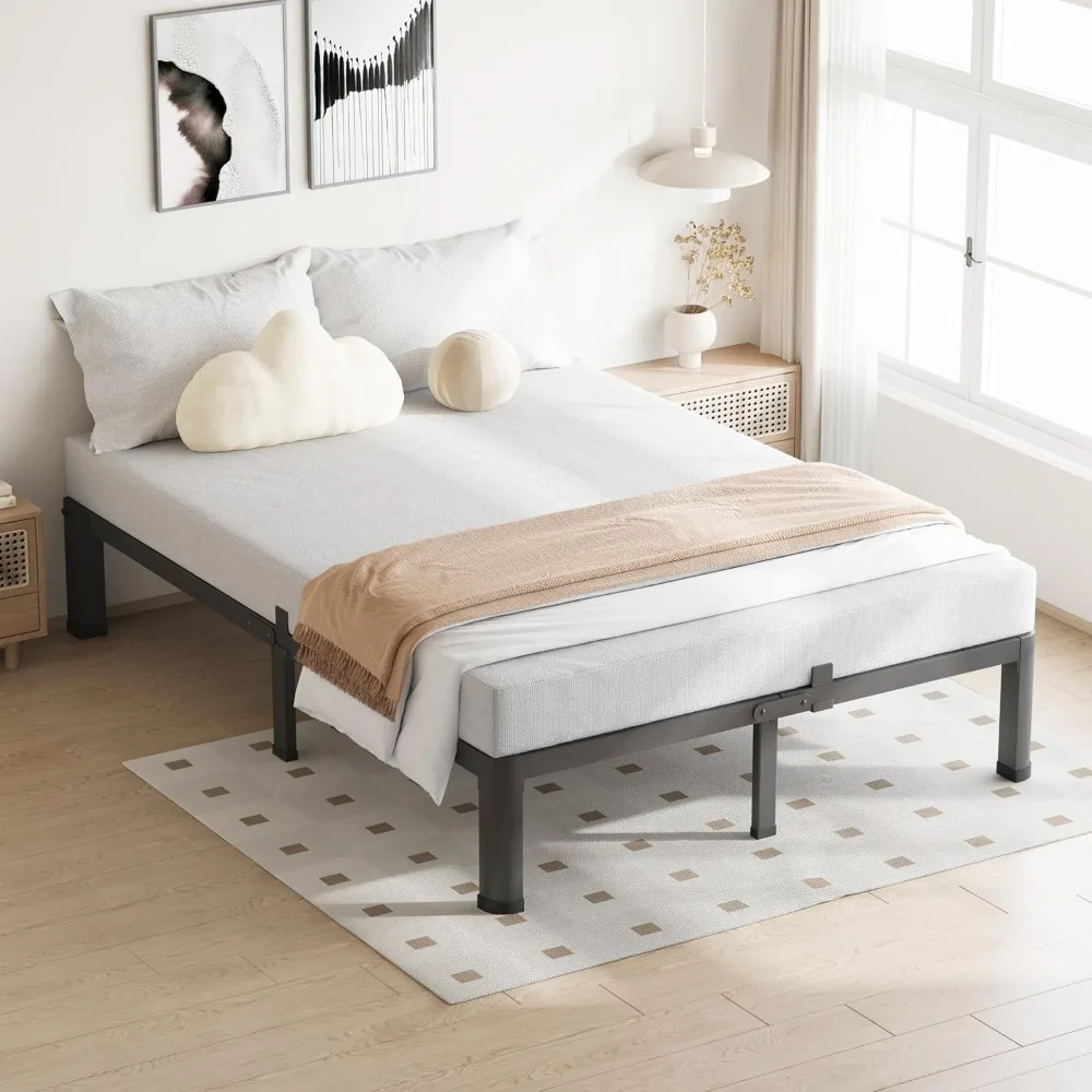 إطار سرير معدني بحجم كينغ 10 بوصة مع سعة 3500 رطل للخدمة الشاقة وأرجل زاوية مستديرة وواقي منزلق للمرتبة وشريحة فولاذية #2