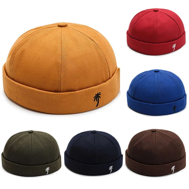 Fashion Men Docker Cap Skullcap Retro Sailor Cap Beanie Hats Men Women Warm Bucket Cap Brimless Hat Skullcap Bonnet Hip Hop Hat