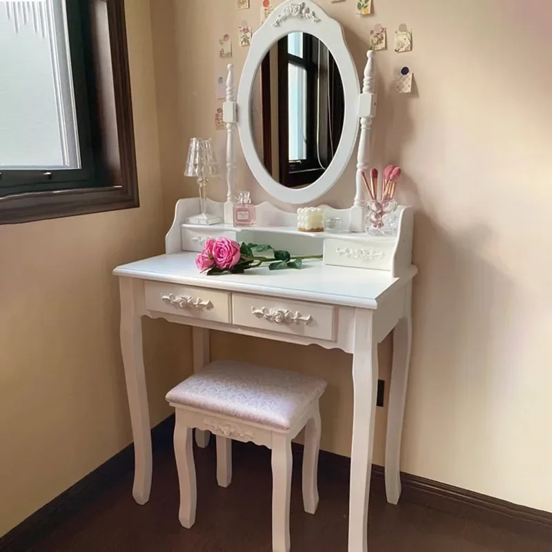 

Classic Bedroom Dressing Table Mirror Vintage European Storage Dressing Table Makeup Drawer Coiffeuse De Chambre Salon Furniture