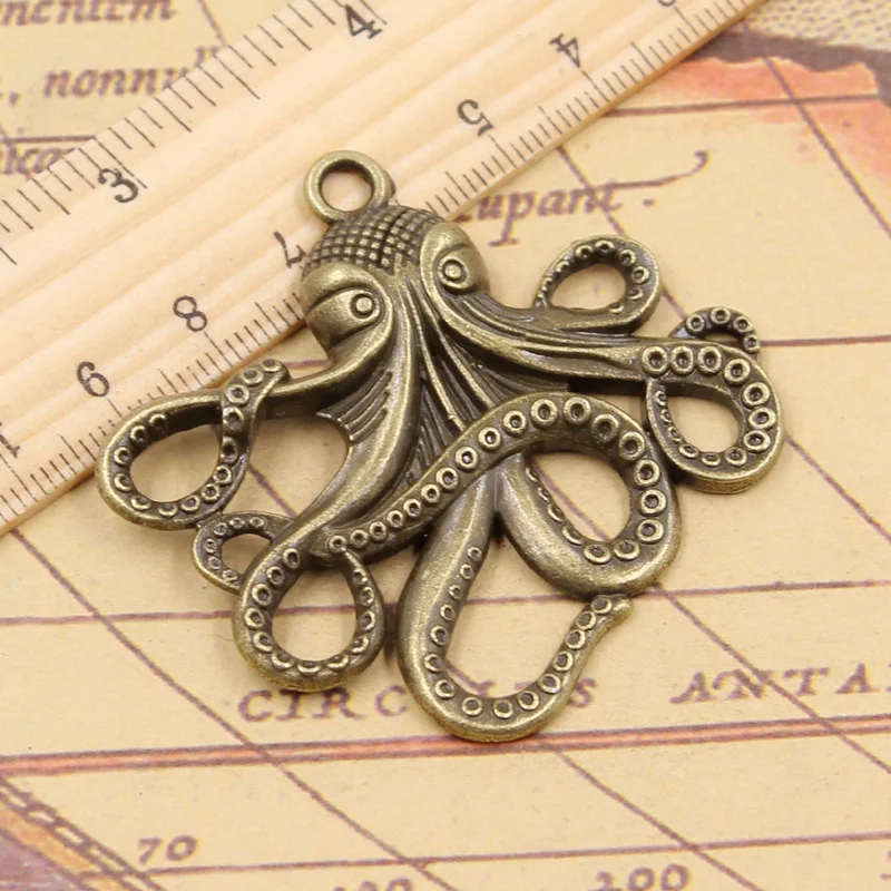 5pcs Charms Octopus 59x57mm Tibetan Silver Color Pendants Antique Jewelry Making DIY Handmade Craft