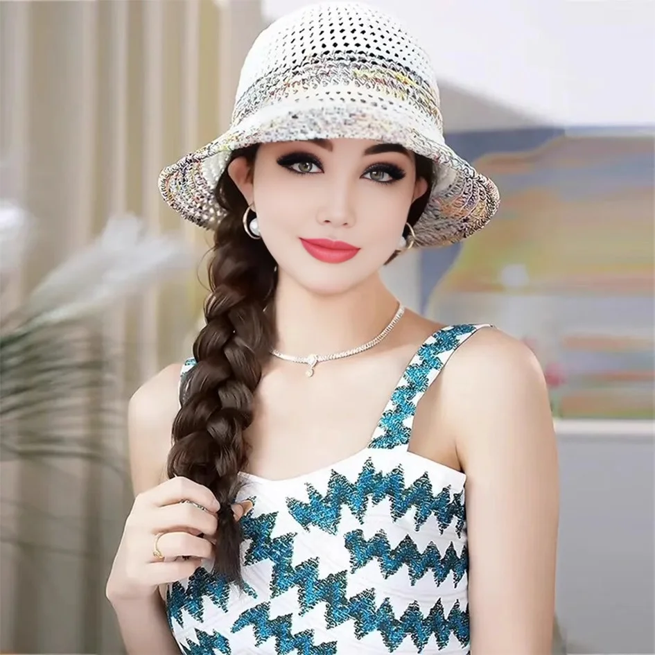 Synthetic 60cm fisherman hat long straight hair long curly hair wig baseball cap duckbill cap Lafite hat holiday hat Christmas