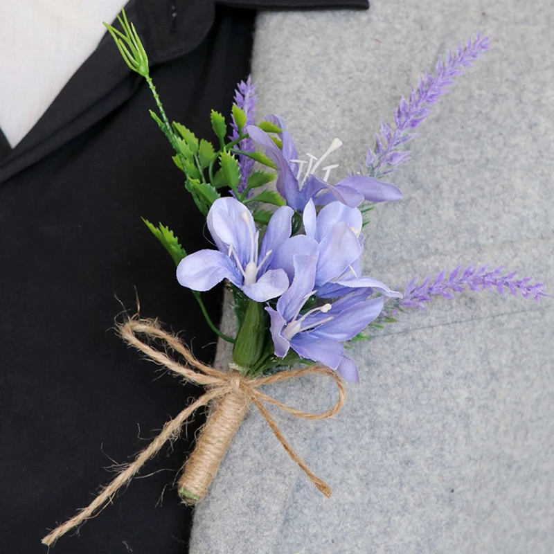 1pc Lilac Flower Boutonniere for Men for Wedding Purple Groom Groomsmen Boutonniere Ceremony Anniversary Formal Dinner Party image 2