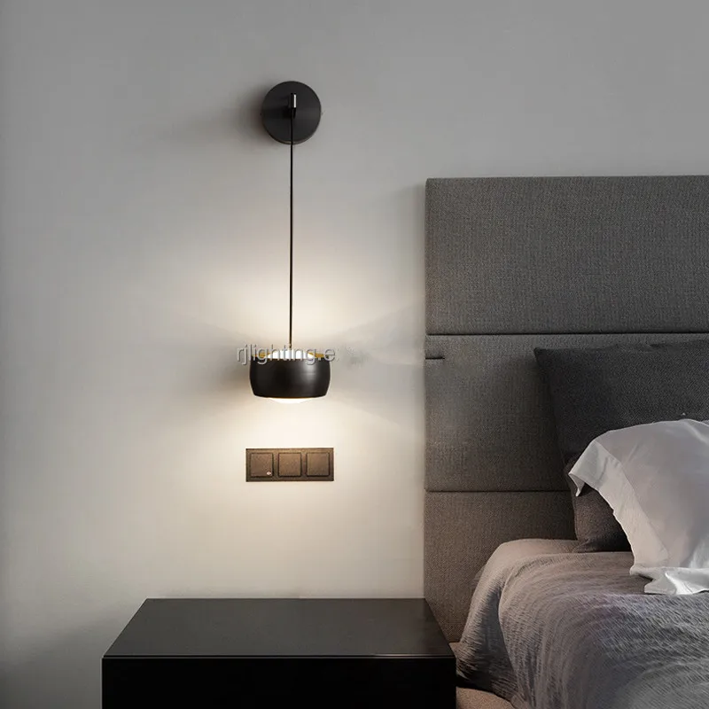 Nowoczesna miedziana hotelowa lampa ścienna nocna do regulowana lampa ścienna sypialni led kinkiet oświetlenie do sypialni nocna