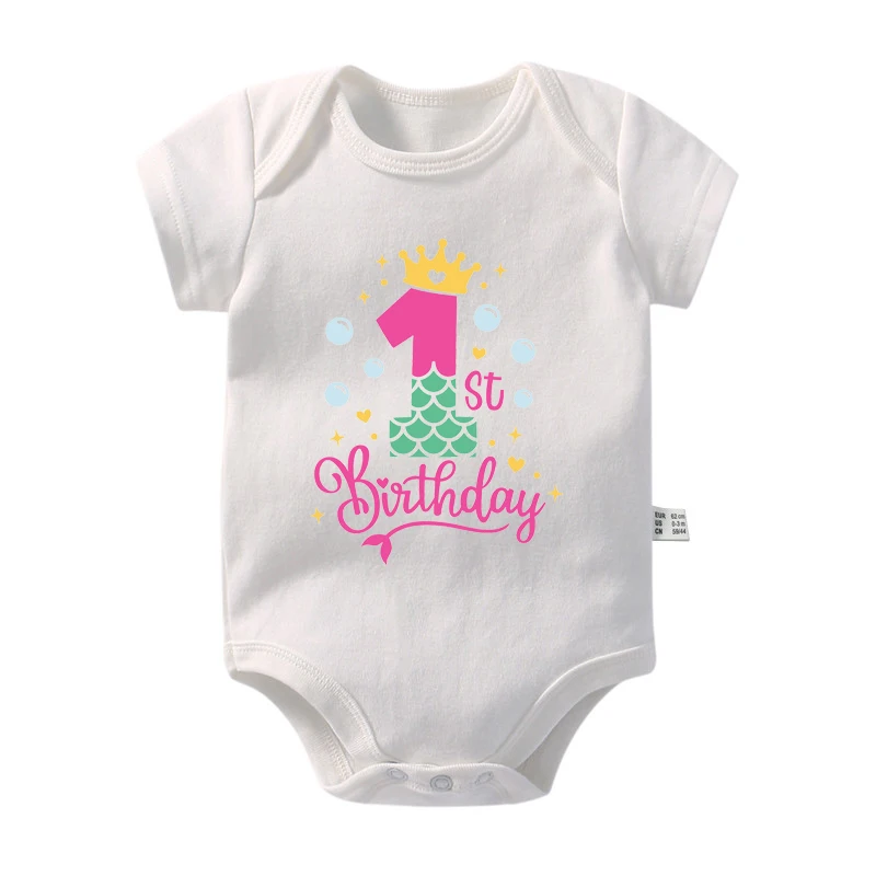 My 1st Birthday Baby Rompers Summer Infant Bodysuit Toddler Short Sleeve Jumpsuit Baby Birthday Party Outfits Boys Girls Clothes