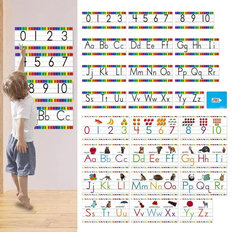 Alphabet Bulletin Karten Wand dekorationen Display Set Nummer Poster Bulletin Board Set frühes Lernen Alphabet Karten interaktiv