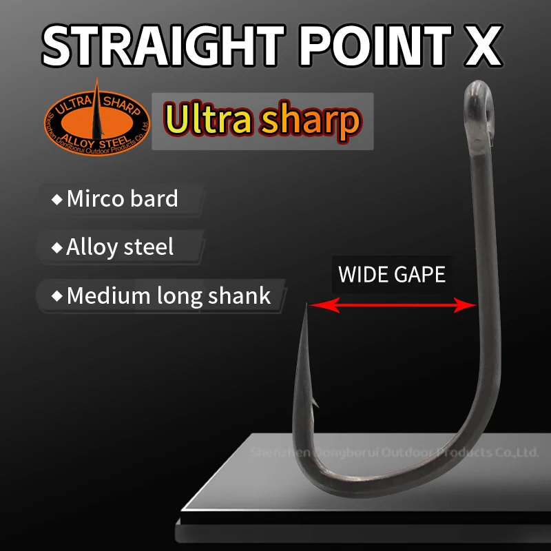10pcs Carp Fishing Hook Straight Point Long Shank Wide Gape X Ultra Sharp PTFE Coated Micro Barb Carp Hook Alloy Steel Quality