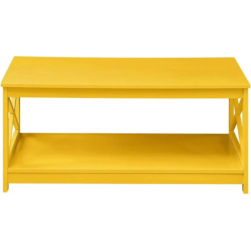 Yellow Oxford-Style Shelf Coffee Table