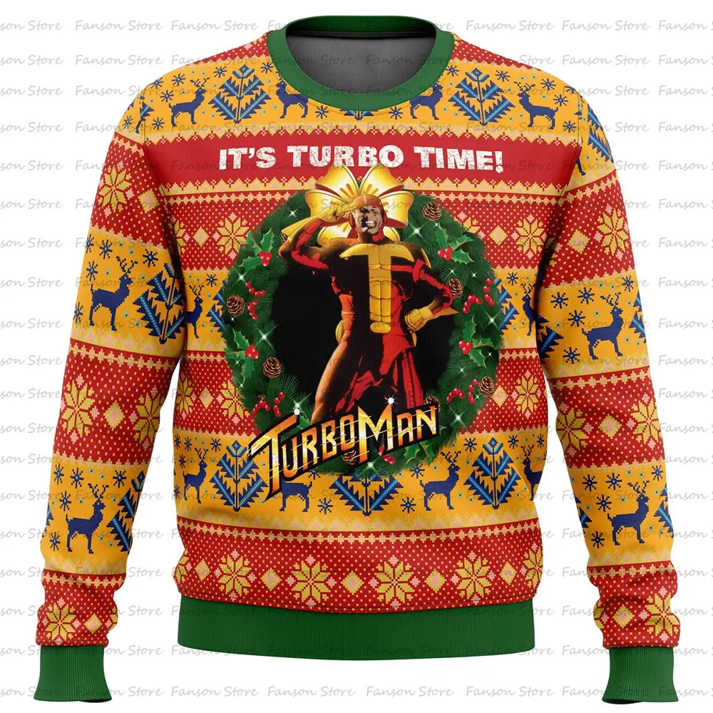 It’s Turbo Time Turbo Time Ugly Christmas Sweater Cartoon Anime Women Men Pullover Tops 2025 Fashion Couple Hoodie Sweatshirt