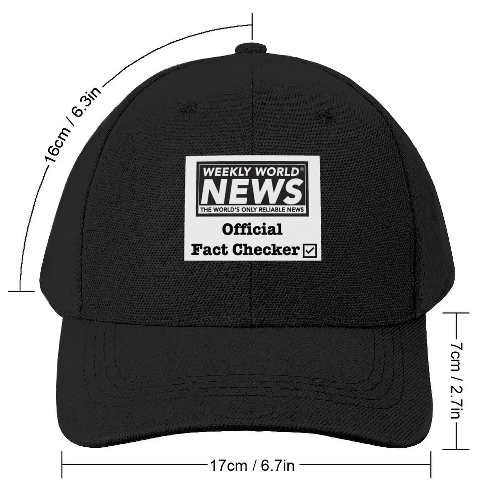 Weekly World News Official Fact Checker Baseball Cap Sports Cap Christmas Hat Cosplay Kids Hat Women Men's