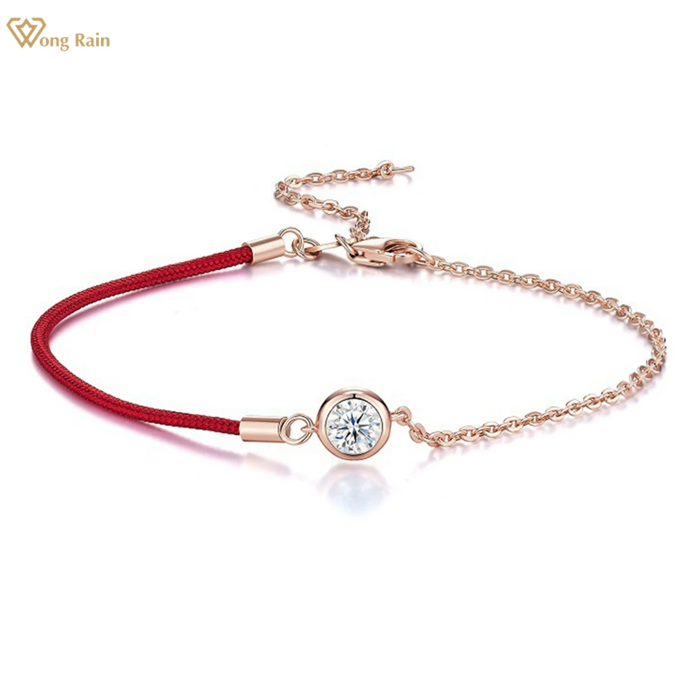 

Wong Rain Solid 925 Sterling Silver 3EX D Color Round Cut 5 MM Real Moissanite Diamonds Gemstone Bracelets Bangle Fine Jewelry