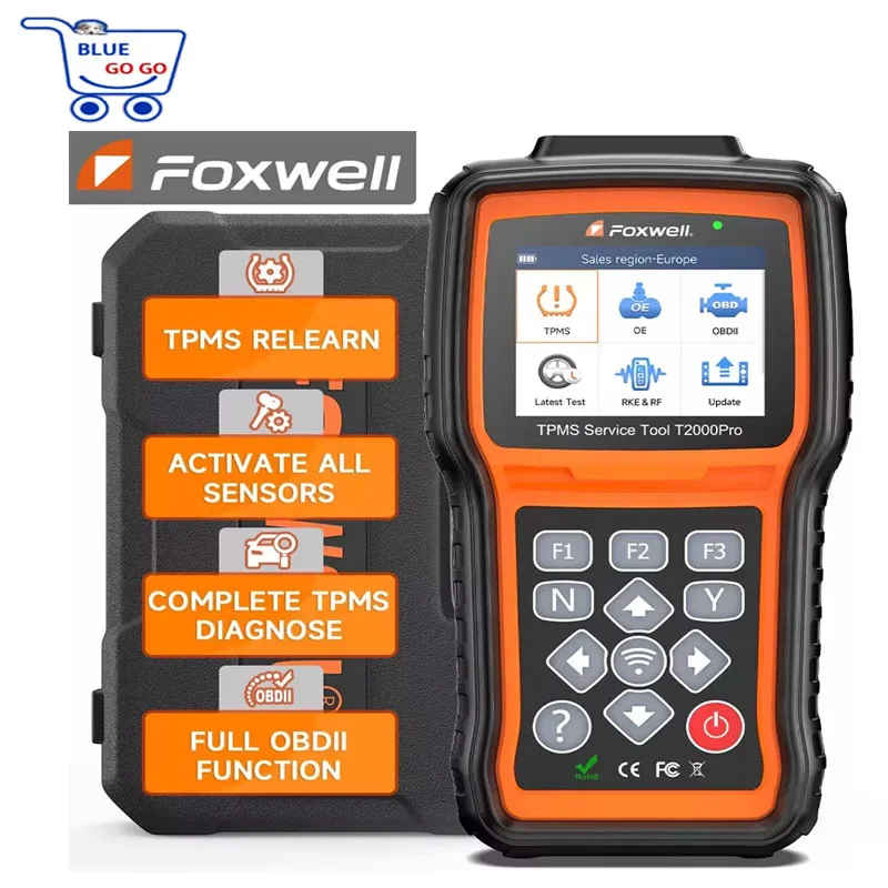 En Stock FOXWELL T2000 PRO Herramienta de Programación TPMS para Reaprender y Activar Sensores de Presión de Neumáticos, Lector de Códigos OBD2 para Automóviles