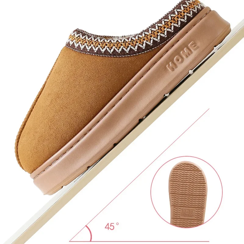 2024 Winter warm fluffy Woman slippers soft bottom non slip thick plush clogs women Casual Platform House inddor Shoes slides 45