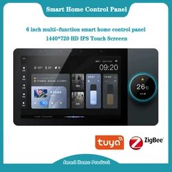 2024 Hot Sale 6 Inch Tuya Smart Home Central Control Touch Panel Knob Adjustment Intelligent Voice Control Tuya Zigbee Gateway