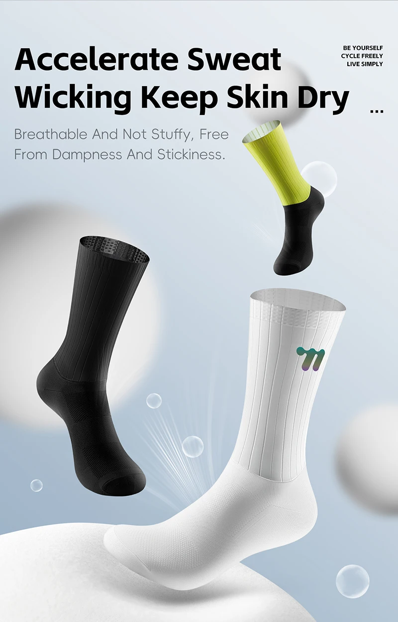 WEST RADFAHREN Sommer Aero Socken Whiteline Radfahren Socken Anti Slip Silikon Männer Fahrrad Sport Laufen Fahrrad Socken Calcetines Ciclismo – Detail 10