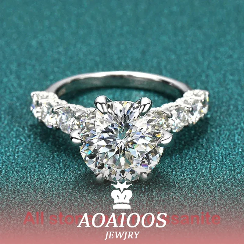 

AOAIOS 18k Plated 5CT+2.3CT Moissanite Ring for Women Ideal Cut Engagement Wedding Band Lab Diamond 925 Sterling Silver Jewelry